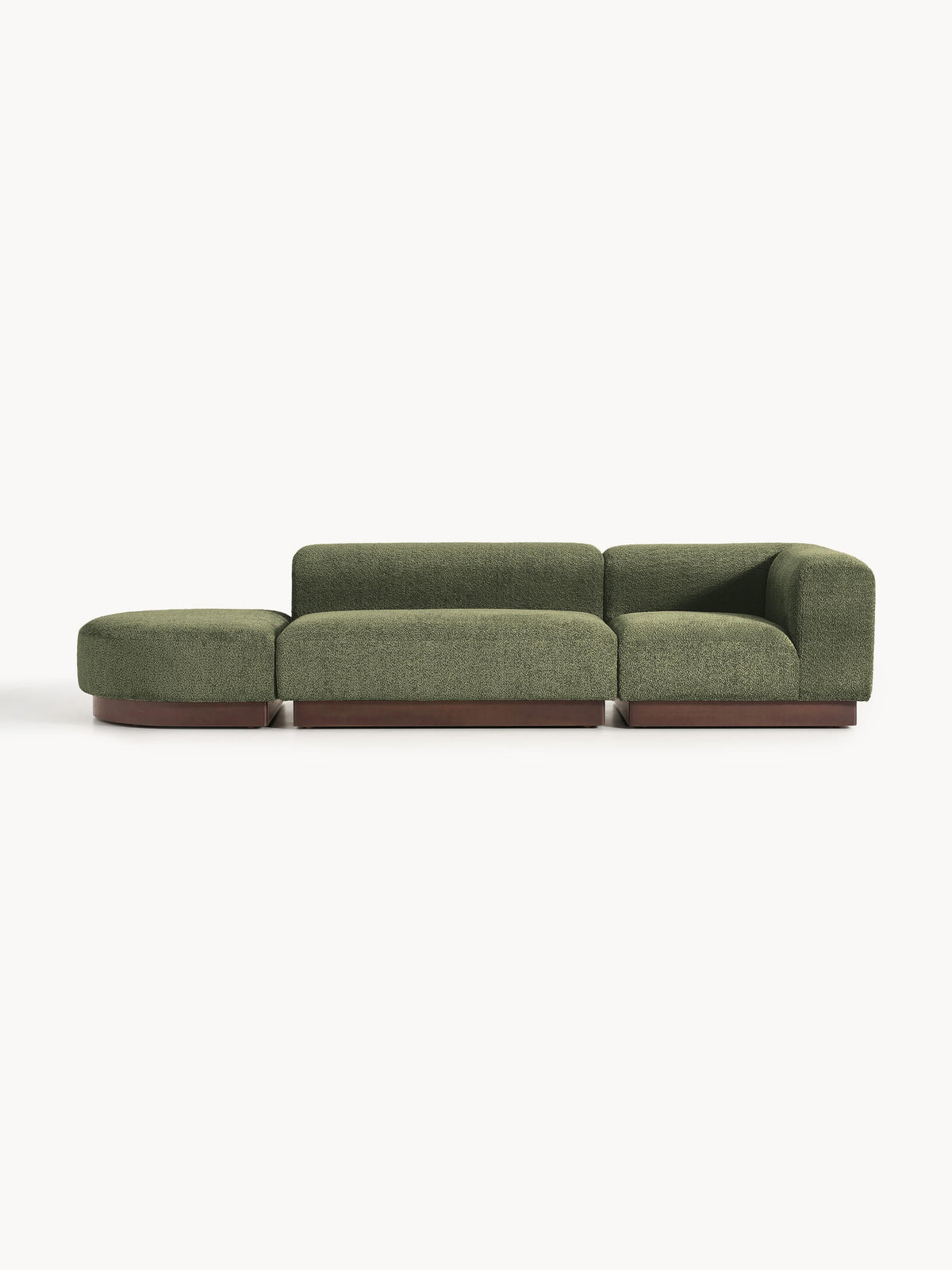 Natvern Modular Teddy Bouclé Ottoman with Stool (Left/Right)