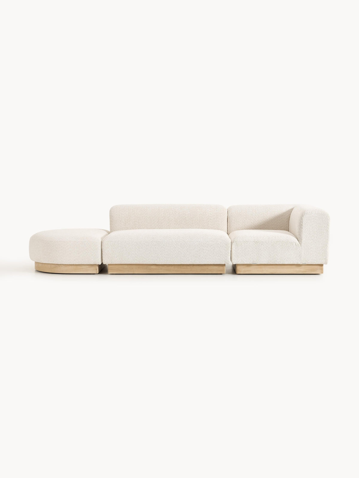Natvern Modular Teddy Bouclé Ottoman with Stool (Left/Right)