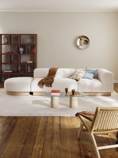 Natvern Modular Teddy Bouclé Ottoman with Stool (Left/Right)