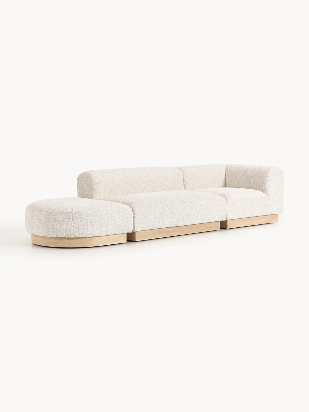 Natvern Modular Teddy Bouclé Ottoman with Stool (Left/Right)