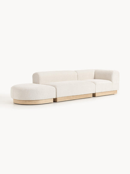 Natvern Modular Teddy Bouclé Ottoman with Stool (Left/Right)