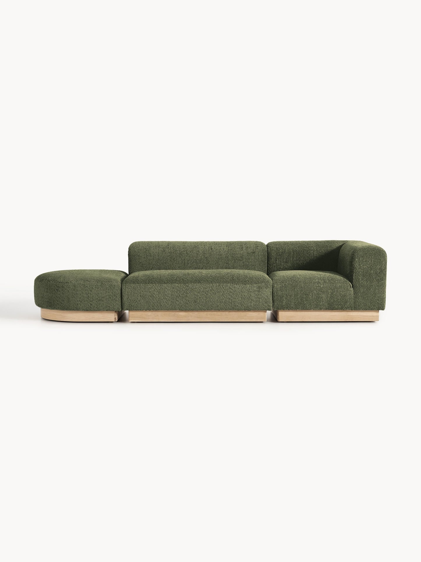 Natvern Modular Teddy Bouclé Ottoman with Stool (Left/Right)