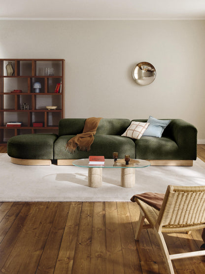 Natvern Modular Teddy Bouclé Ottoman with Stool (Left/Right)