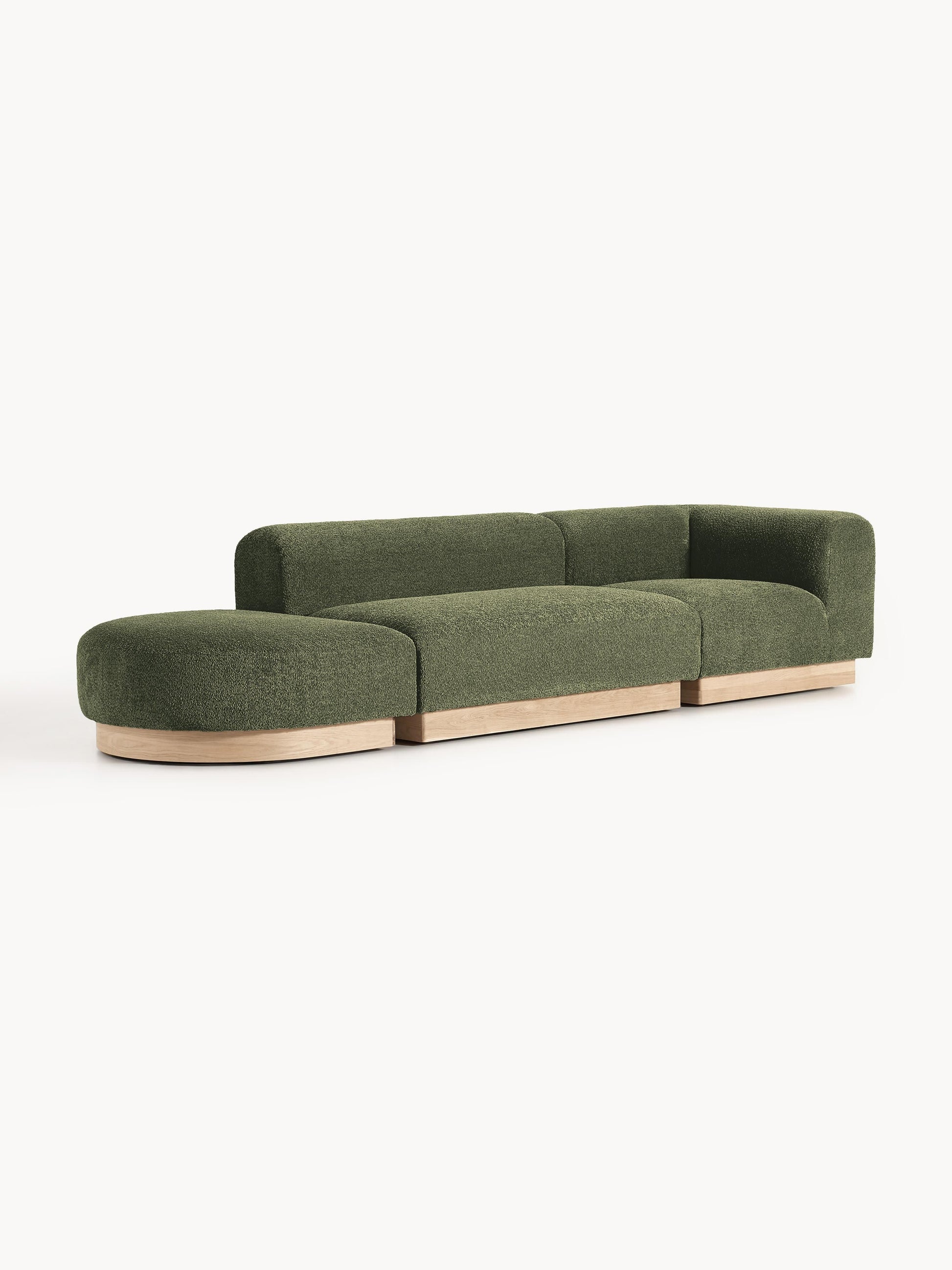 Natvern Modular Teddy Bouclé Ottoman with Stool (Left/Right)