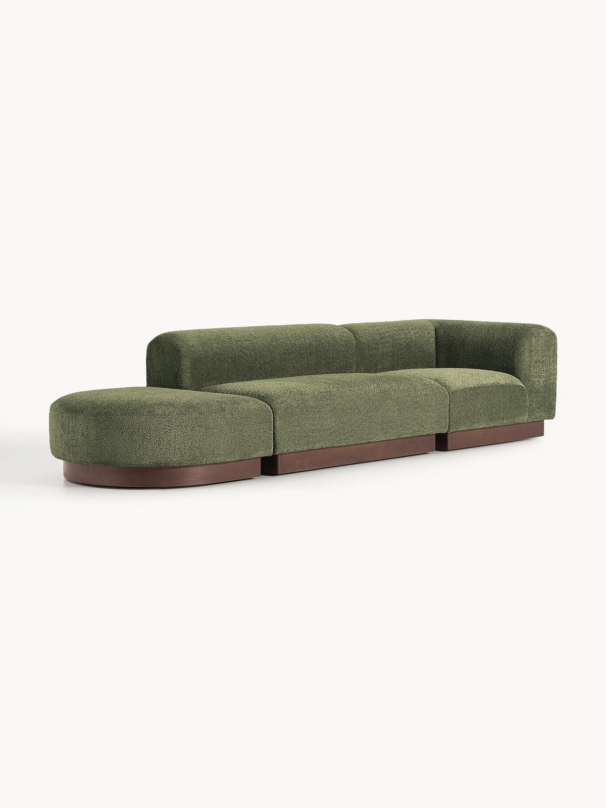 Natvern Modular Teddy Bouclé Ottoman with Stool (Left/Right)
