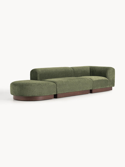 Natvern Modular Teddy Bouclé Ottoman with Stool (Left/Right)