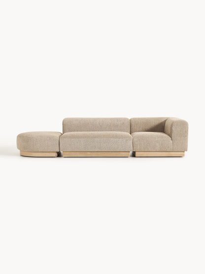 Natvern Modular Teddy Bouclé Ottoman with Stool (Left/Right)