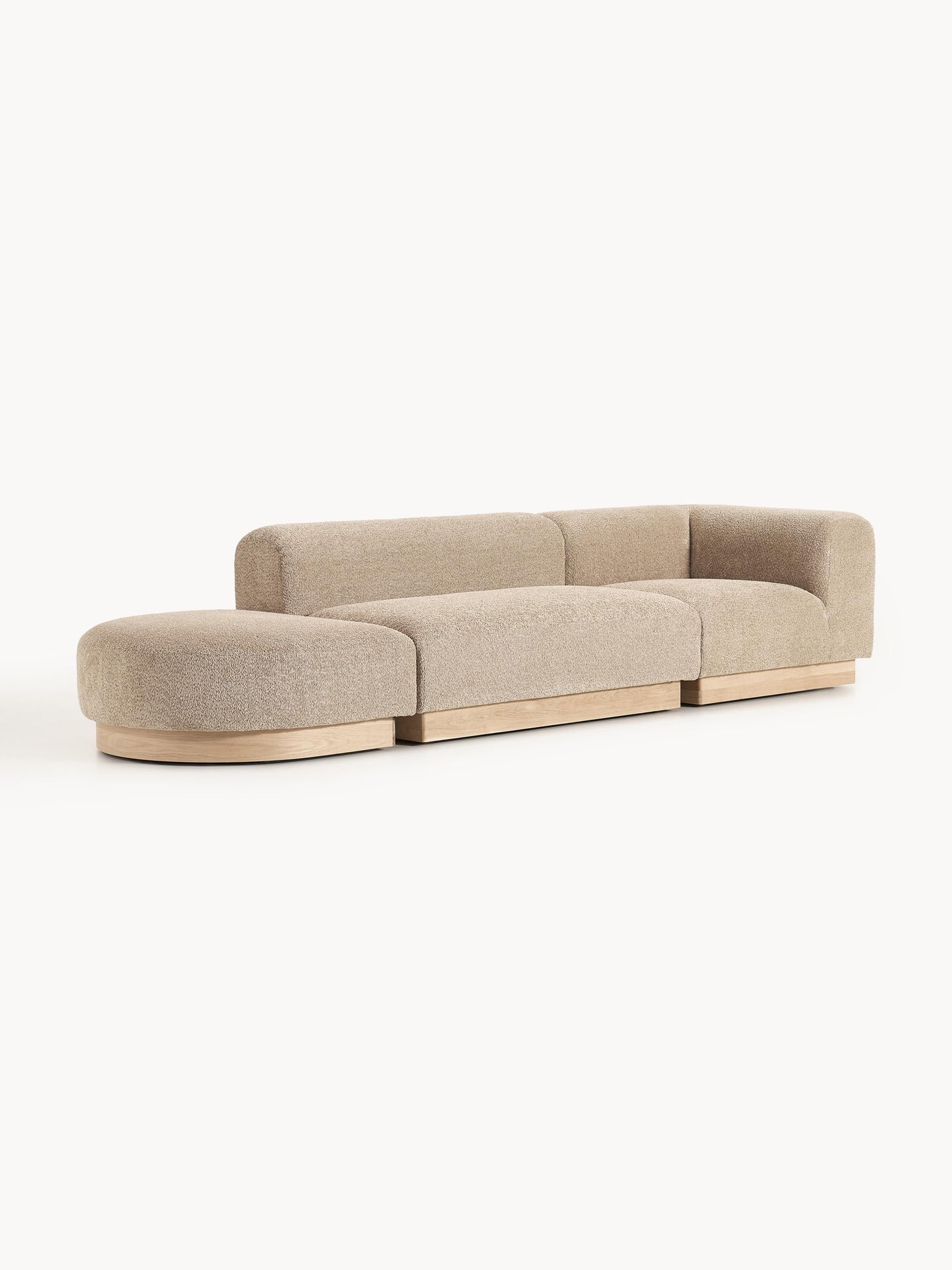 Natvern Modular Teddy Bouclé Ottoman with Stool (Left/Right)
