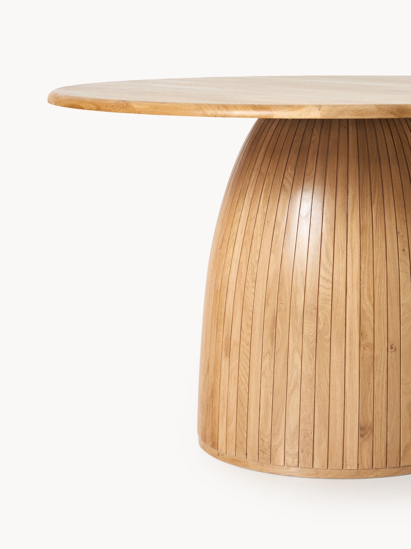 Nelquil Round Dining Table with Fluted Texture, in Various Sizes