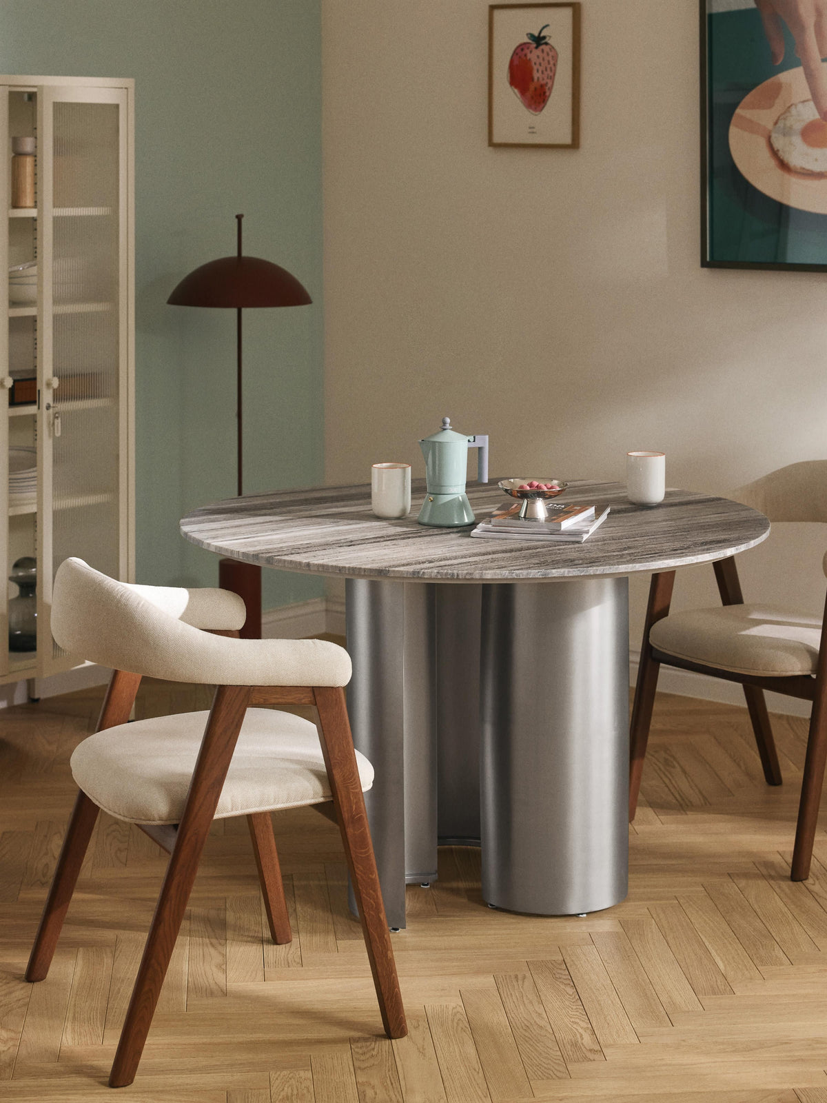 Noveno Round Dining Table with Marble Tabletop, Ø 120 cm