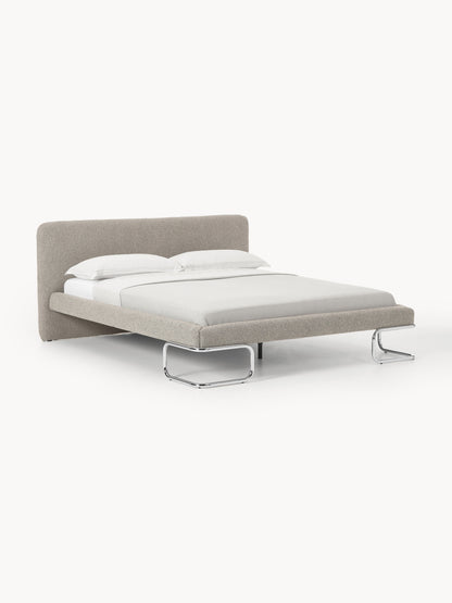 Olmeno Upholstered Bed in Bouclé with Metal Legs