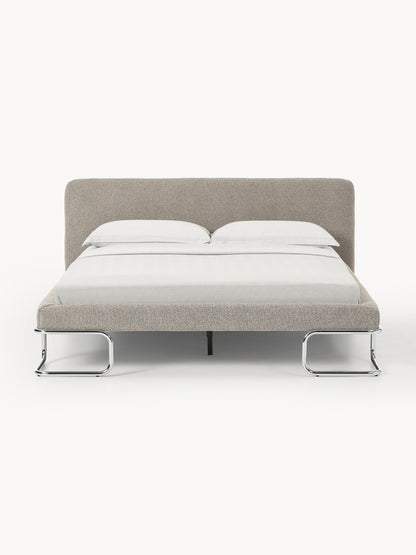 Olmeno Upholstered Bed in Bouclé with Metal Legs
