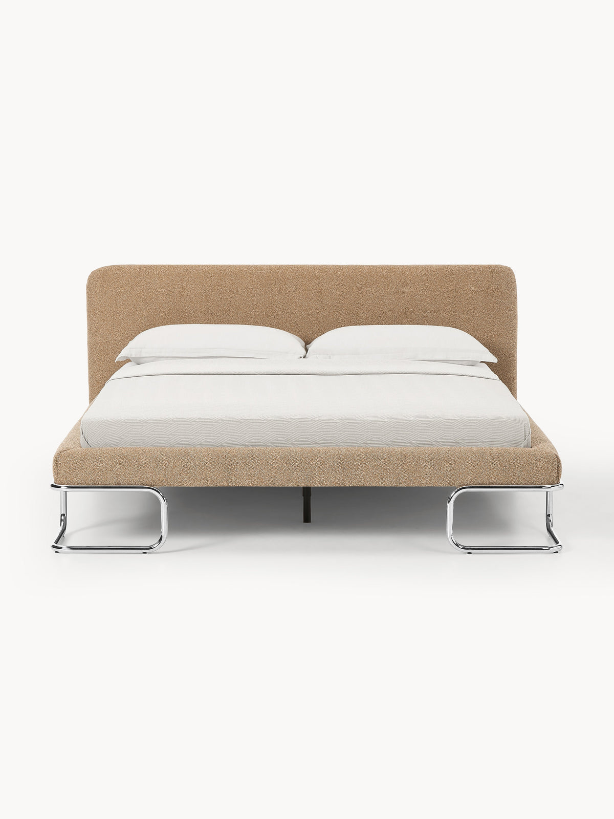 Olmeno Upholstered Bed in Bouclé with Metal Legs