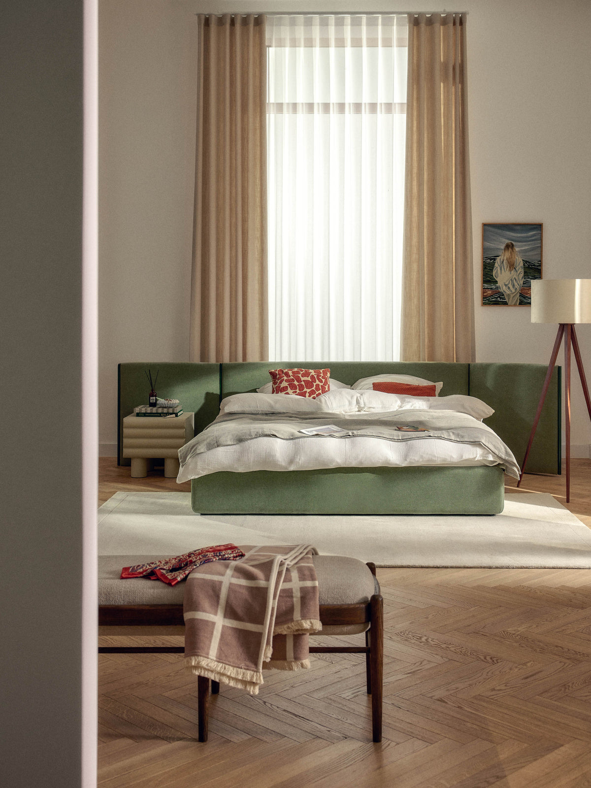 Otseld Upholstered Bed with Folding Headboard