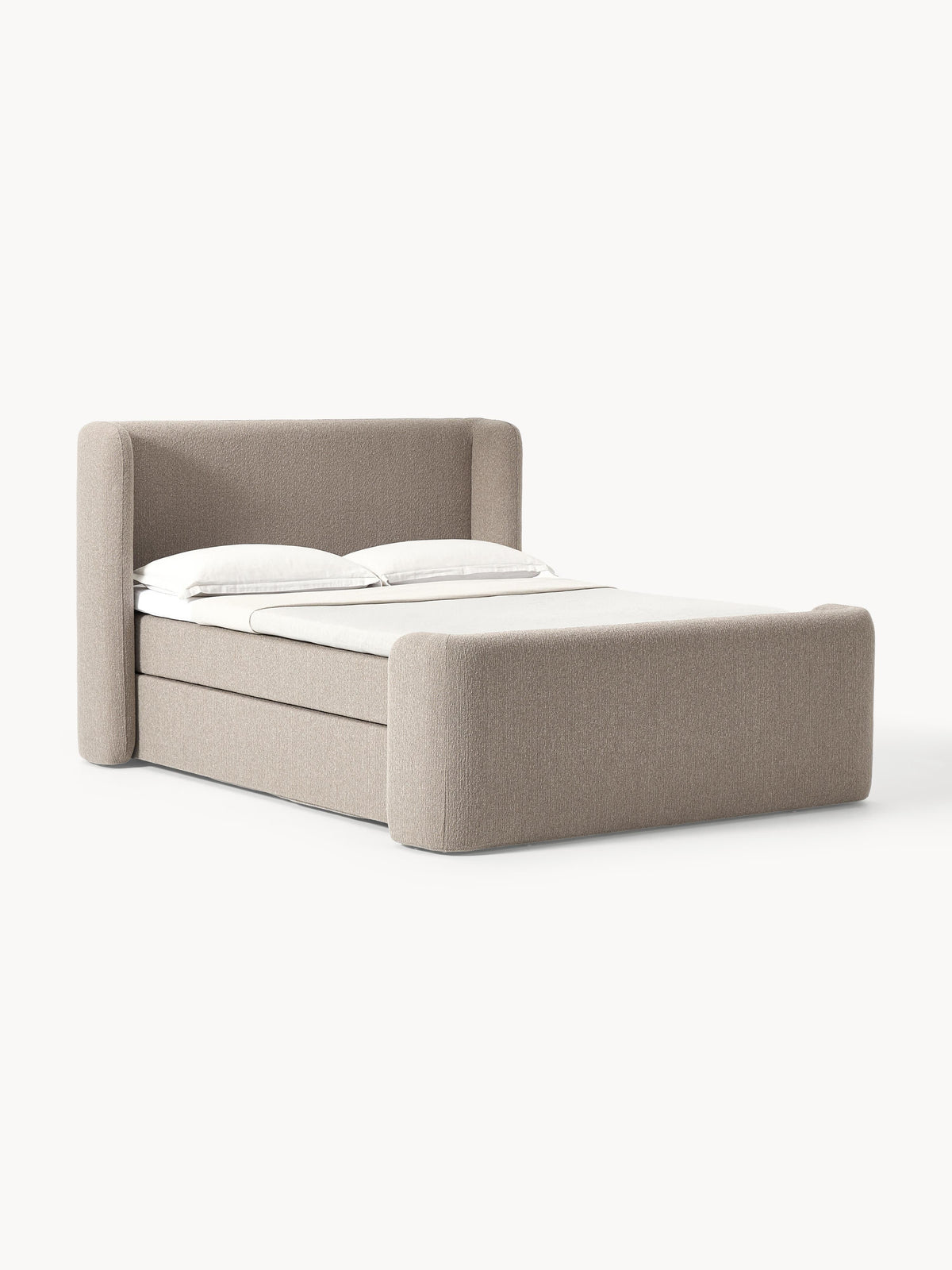 Perwell Box Spring Bed in Bouclé