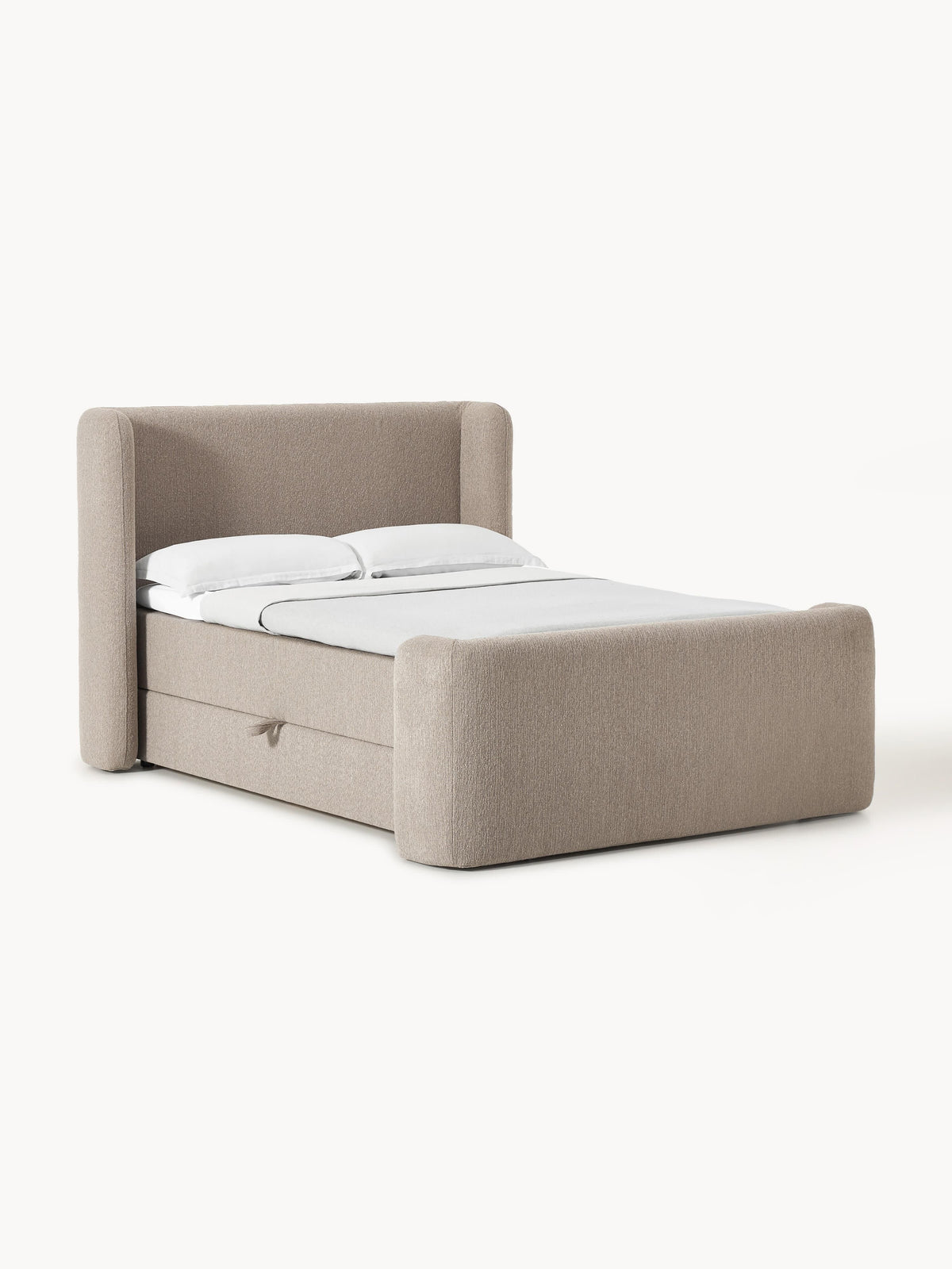 Perwell Box Spring Bed with Storage, Bouclé