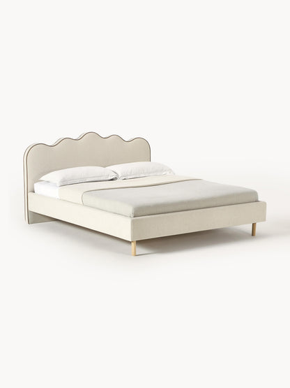Romatta Upholstered Bed with Wavy Headboard