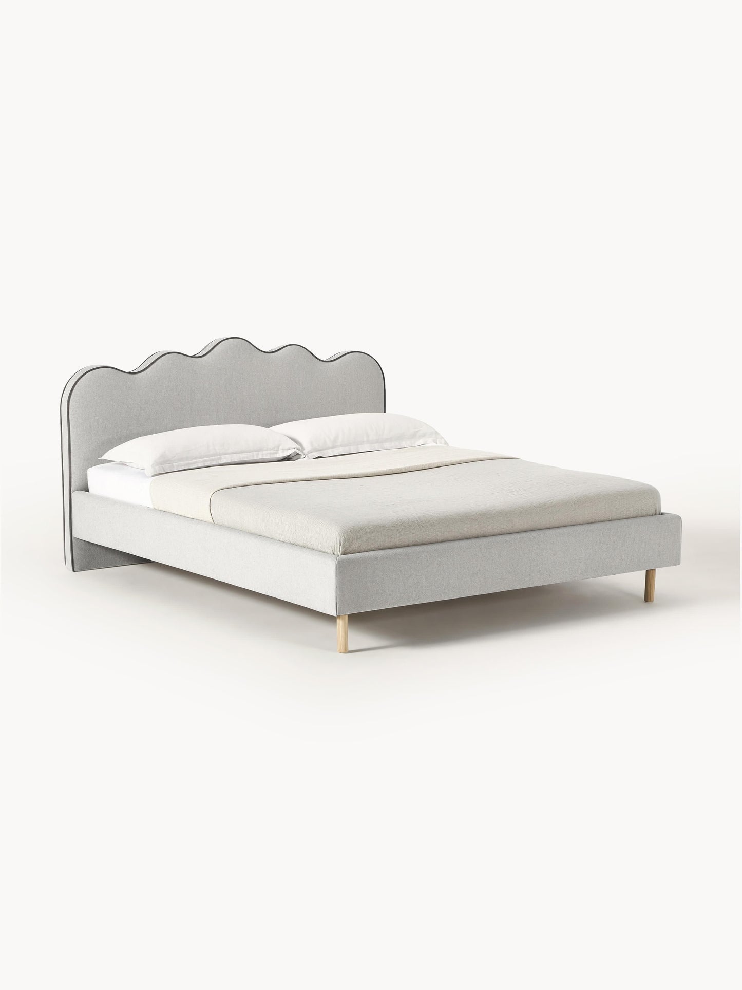 Romatta Upholstered Bed with Wavy Headboard