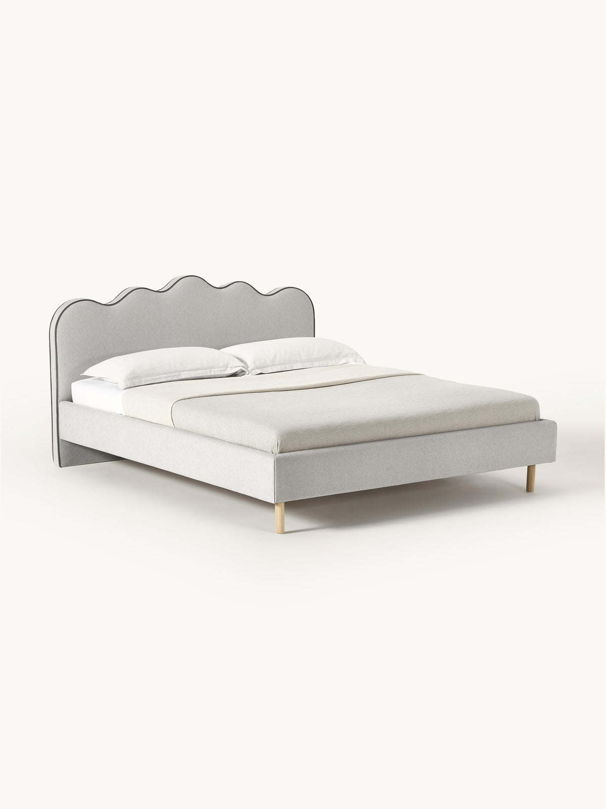 Romatta Upholstered Bed with Wavy Headboard