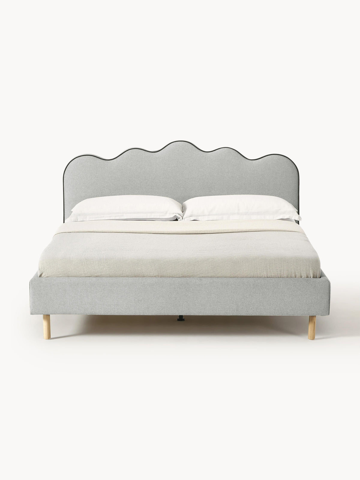 Romatta Upholstered Bed with Wavy Headboard