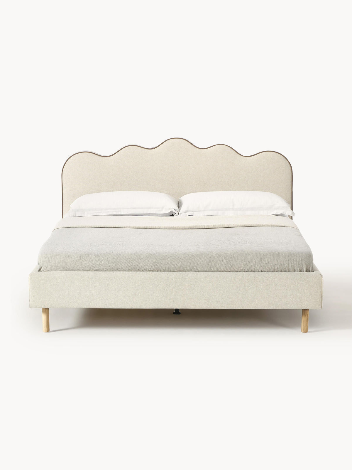 Romatta Upholstered Bed with Wavy Headboard