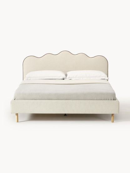 Romatta Upholstered Bed with Wavy Headboard
