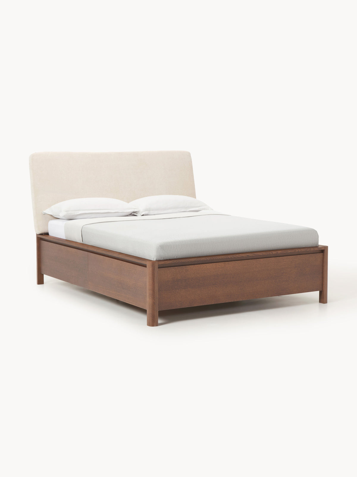 Santquil Wooden Bed with Drawers and Upholstered Headboard