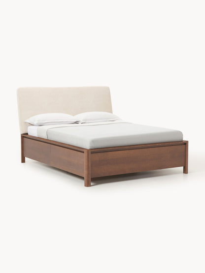 Santquil Wooden Bed with Drawers and Upholstered Headboard