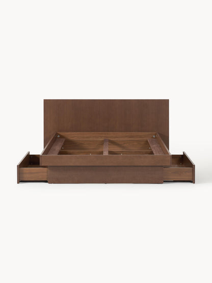 Satorno Wooden Bed with Headboard and Drawers