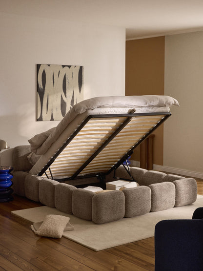 Taylisa Teddy Bouclé Upholstered Bed with Storage