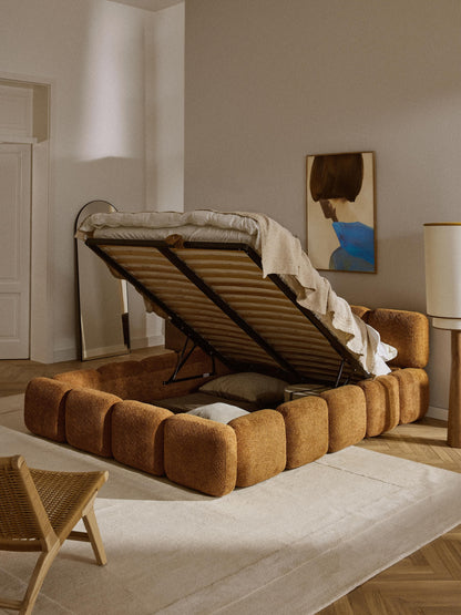Taylisa Teddy Bouclé Upholstered Bed with Storage