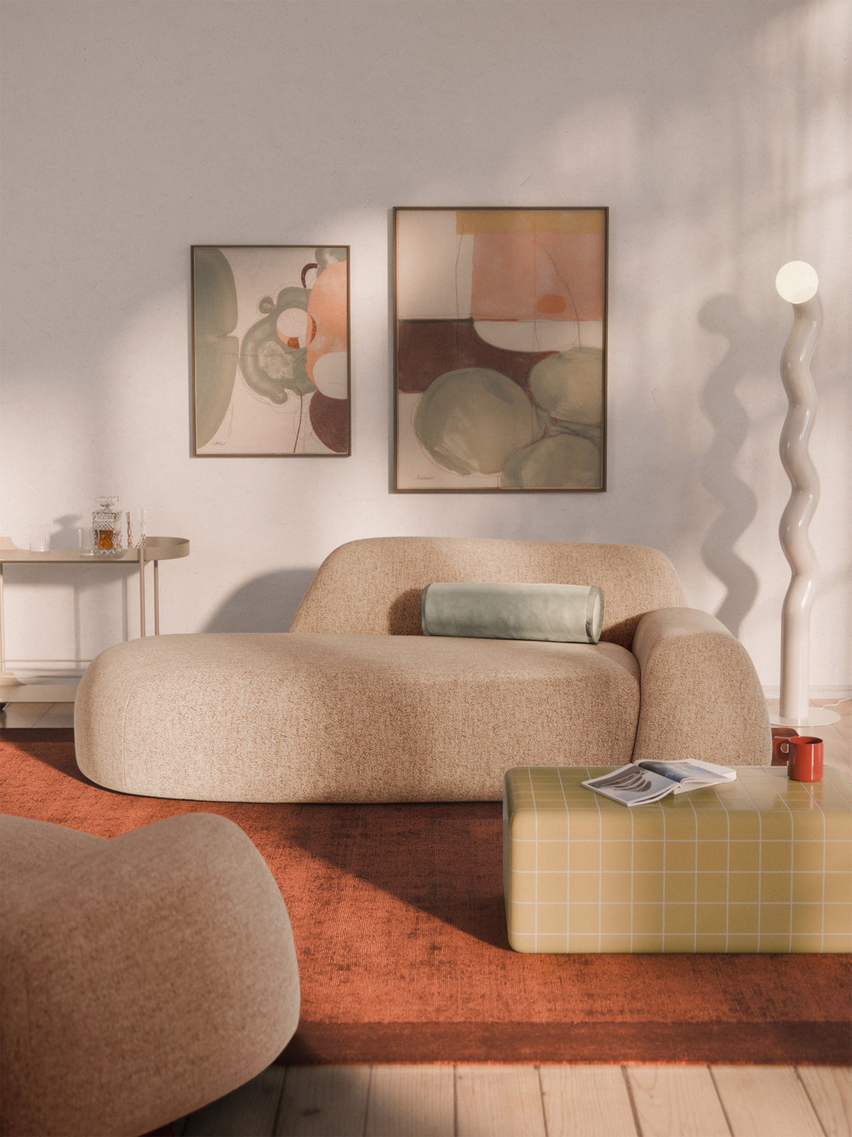 Wolprima Bouclé Sofa (2-Seater) with Chaise Longue