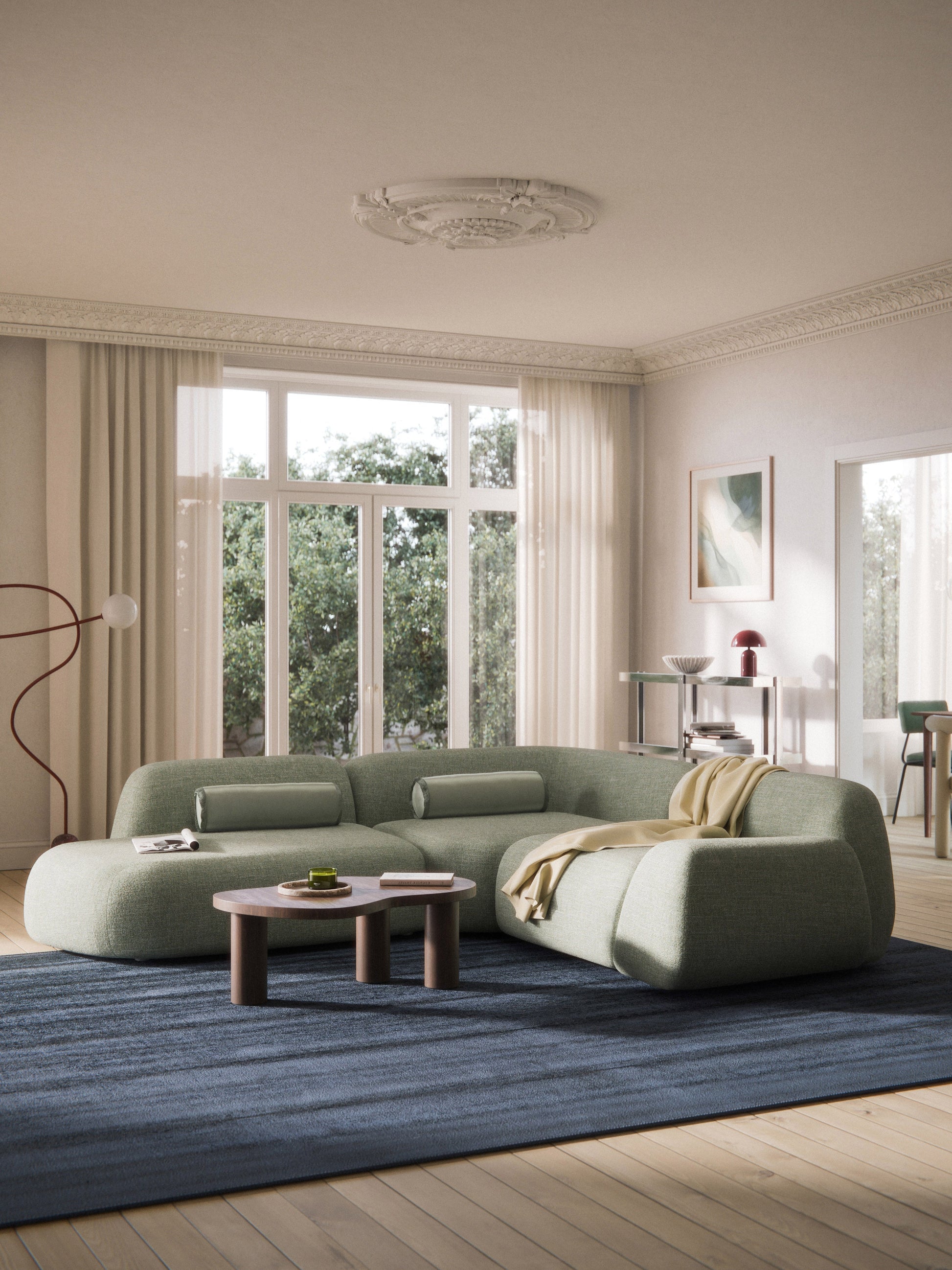 Wolprima Modular Corner Sofa (4-Seater) in Bouclé with Chaise Longue