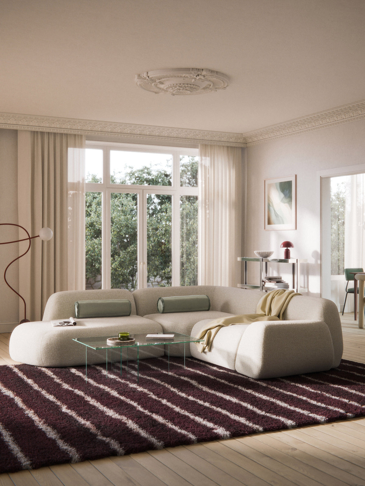 Wolprima Modular Corner Sofa (4-Seater) in Bouclé with Chaise Longue