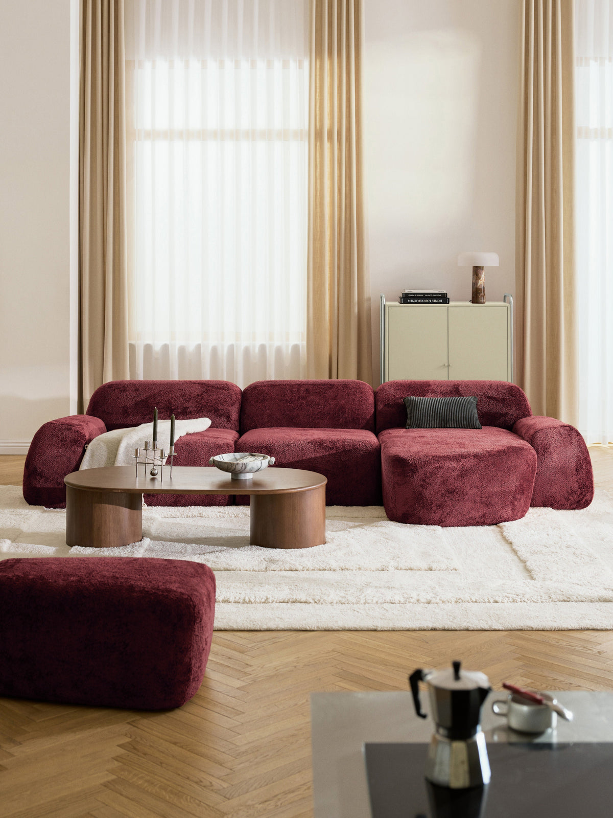 Wolprima Modular Corner Sofa (4-Seater) in Teddy Bouclé