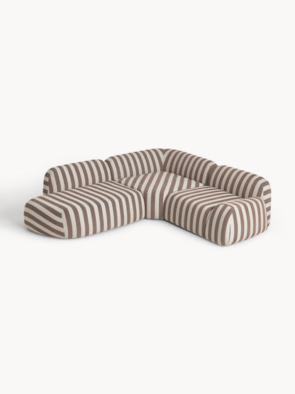 Wolprima Modular Striped Corner Sofa (4-Seater) with Chaise Longue
