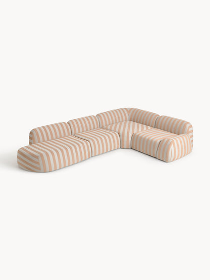 Wolprima Modular Striped Corner Sofa, XL, with Chaise Longue