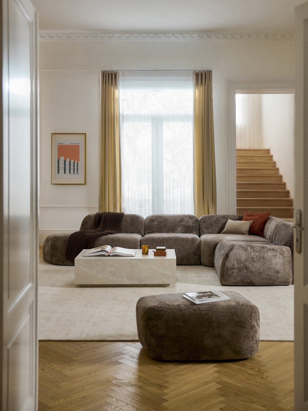 Wolprima Modular XL Teddy Bouclé Corner Sofa with Chaise Longue