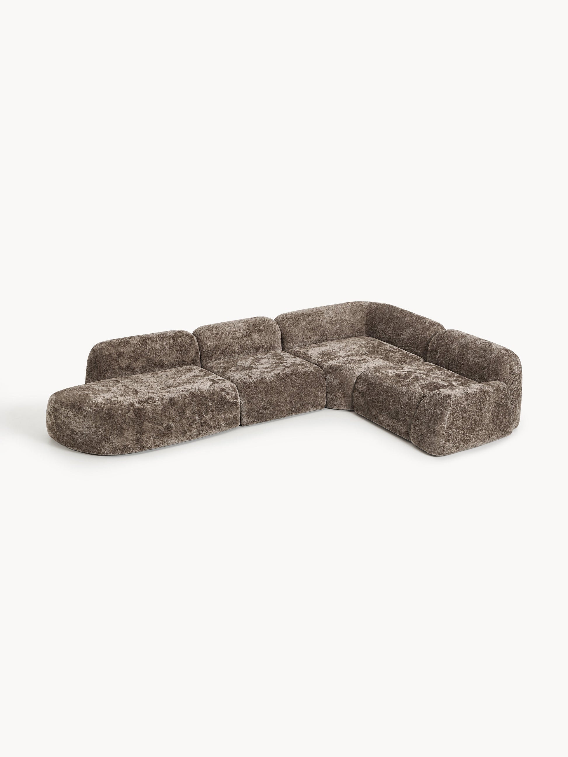 Wolprima Modular XL Teddy Bouclé Corner Sofa with Chaise Longue