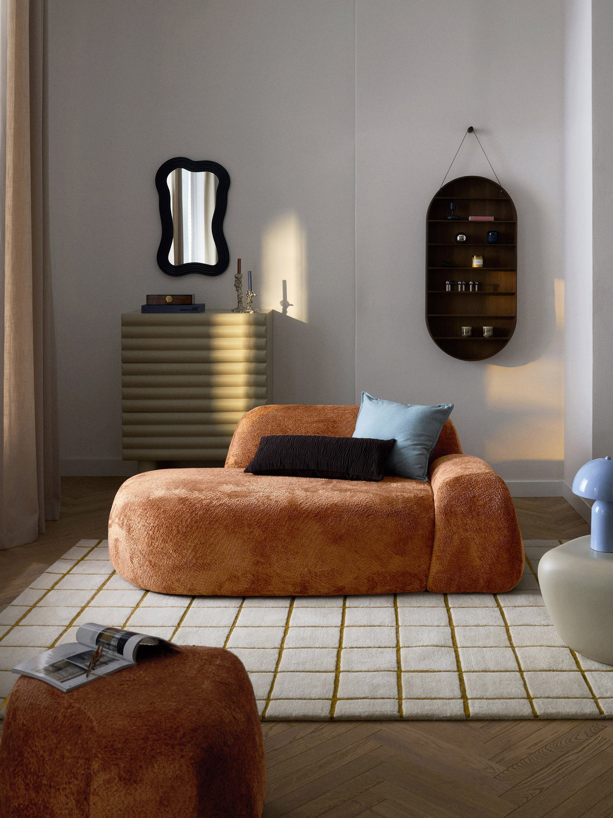 Wolprima Teddy Bouclé Sofa (2-Seater) with Chaise Longue