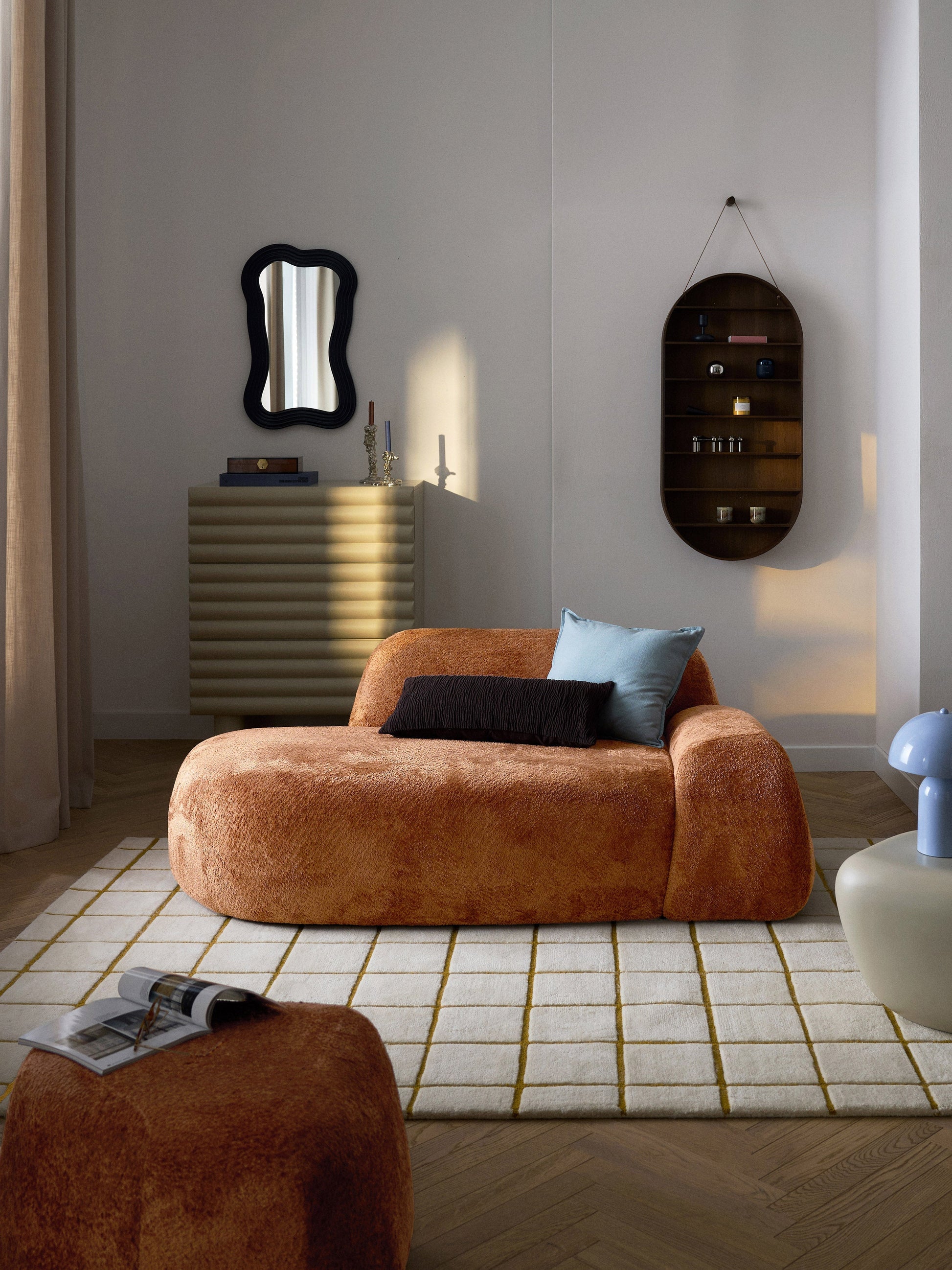 Wolprima Teddy Bouclé Sofa (2-Seater) with Chaise Longue