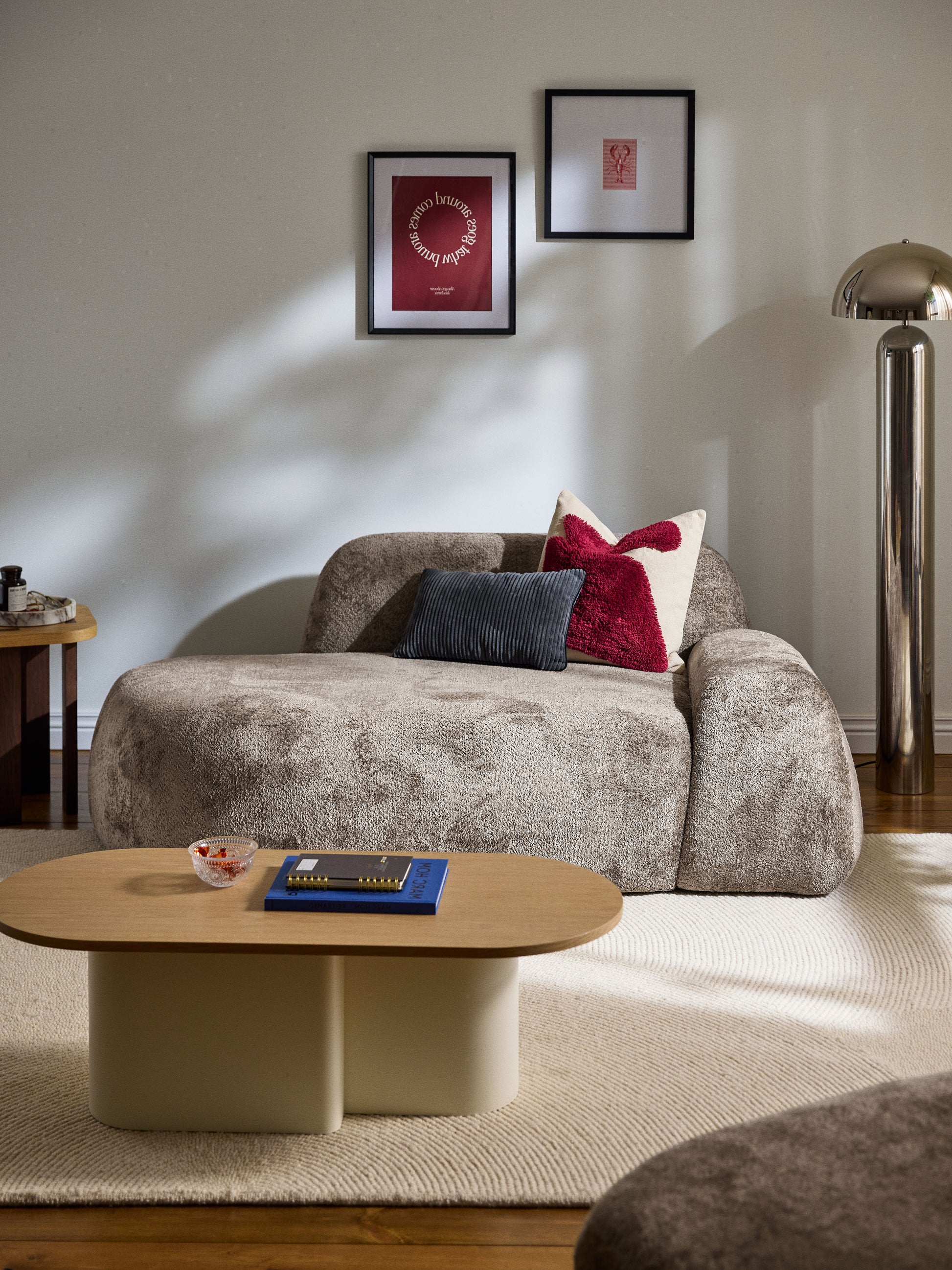 Wolprima Teddy Bouclé Sofa (2-Seater) with Chaise Longue