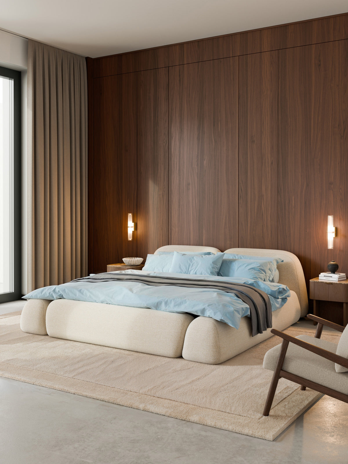 Wolprima Upholstered Bed in Bouclé