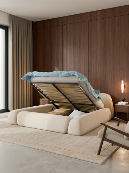 Wolprima Upholstered Storage Bed in Bouclé